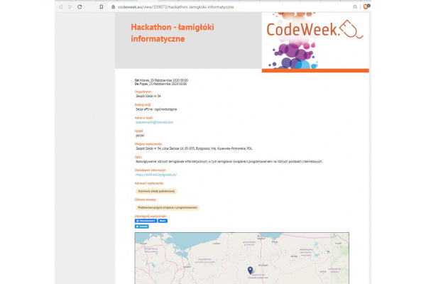 2 [m] - Nasze wydarzenie na stronie CodeWeek